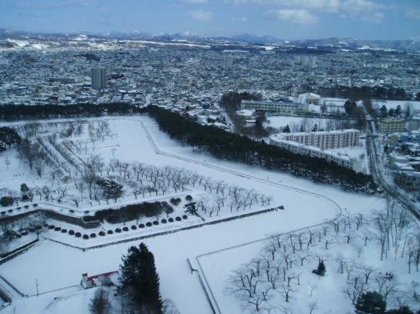 真っ白な五稜郭、絶景です。<br />