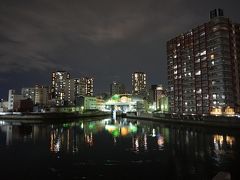 ●大正橋から＠JR大正駅

画像真ん中にある怪しく光るものは、道頓堀川の水門です。
道頓堀川は、大阪ドーム界隈まで続いていました。