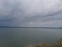 網走湖です。
あの快晴はどこいった？雲行きが・・・