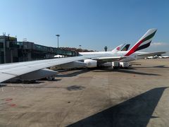 R/W01に着陸。第3ターミナル国際線側に到着。2時間遅れ。
機材の運用上、このあと国際線に使用する場合は、国際線側に到着することが多い。
降機はバスで降機し、国内線側に到着する。