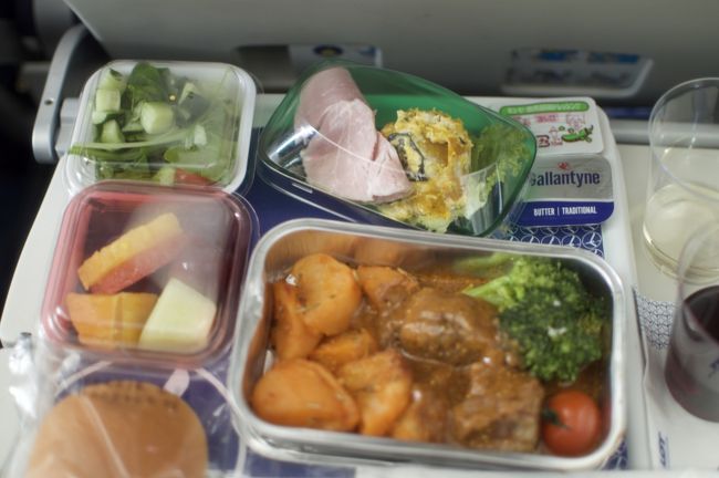 LOTポーランド航空です。<br />こちらの機内食、お肉とじゃがいもが美味しかったです。
