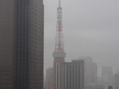 翌朝、7時半起床。

雨。。。

マンションで見えないが、城山ヒルズ（城山トラストタワー）の左側に神谷町トラストタワーが建っているハズ。
31～36階に、マリオット系の東京エディション虎ノ門が今秋開業予定。