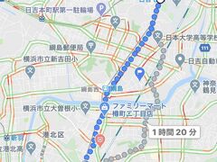 自宅付近の日吉駅から綱島街道を大倉山まで行き
その後は新横浜方面に住宅地の真ん中を延々と突っ切ります。