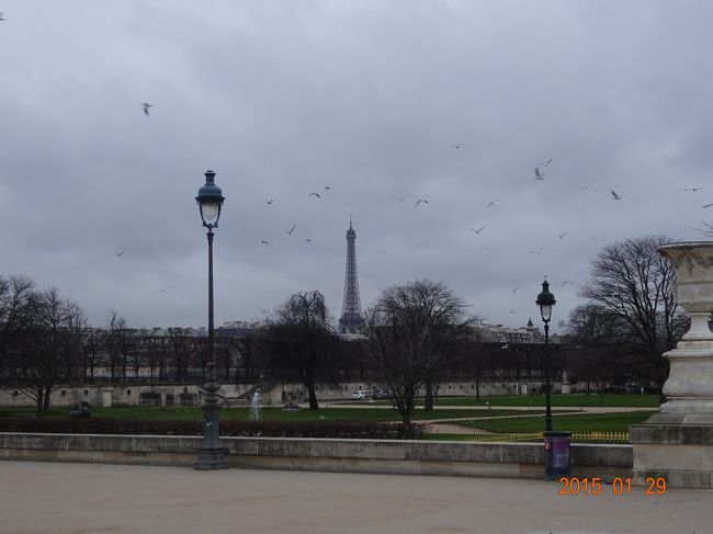 遠くにエッフェル塔が見えます