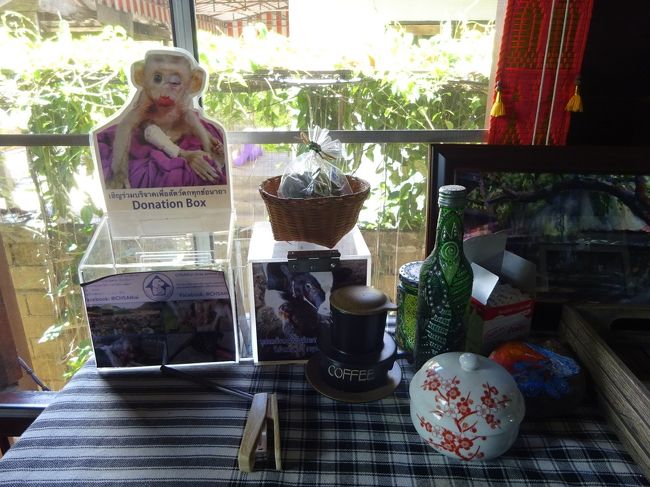 Little Good Things Maehongson <br />Vegan cafe <br /><br />お任せで頼んでちょっと内見。<br />ビーガンなのでもちろんめっちゃ動物に対してフレンドリーです。<br />傷ついた動物の募金箱はいつも沢山のお金が入ってます。<br />結構白人もビーガン多いしね。