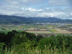 麓郷の森に向かう２５３号線で富良野盆地を一望できる絶景の展望台を通りました。「’８７初恋」でれいの自転車のチェーンが外れた場所の近くにあり、「れいちゃん展望台」とも呼ばれています。雄大な眺めでした。