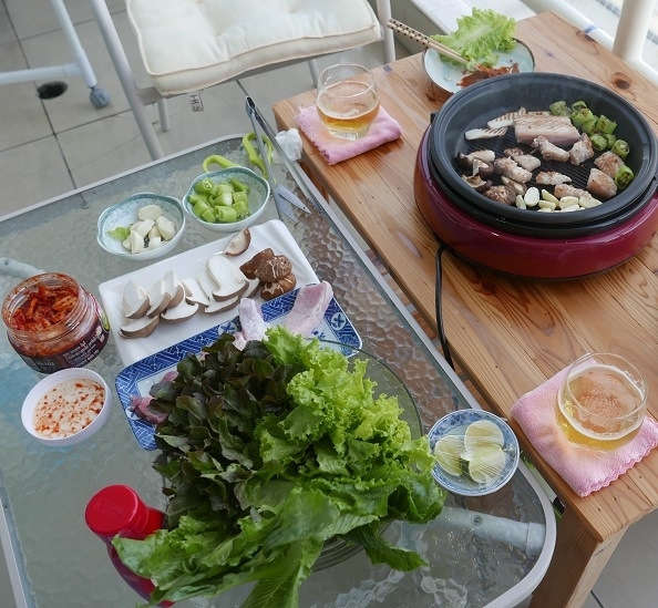 14日　　夕食<br />韓国風？　豚のサンチャン焼き．．．◎