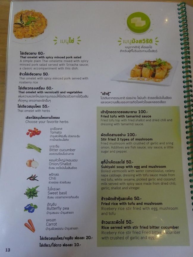 アバイブーベ病院　プラチンブリー <br /><br />レストラン<br />メニュー