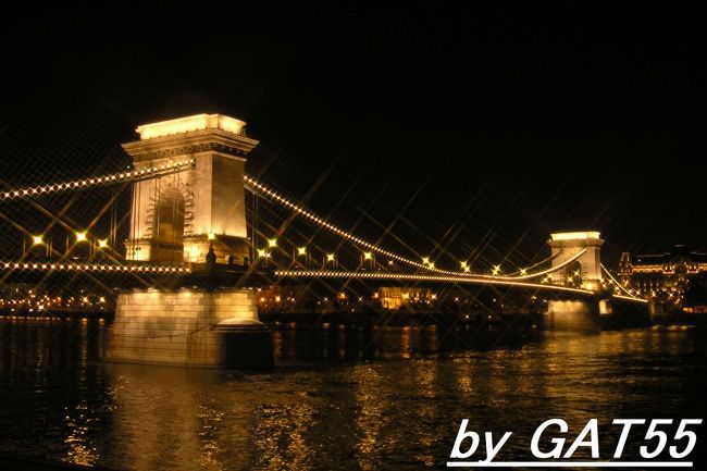 くさり橋夜景をクロスフィルターで撮影。