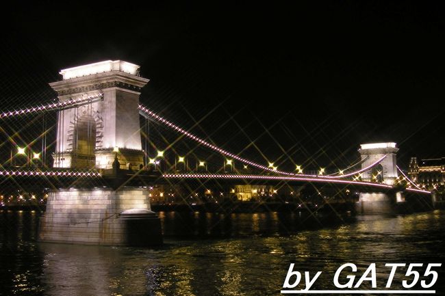 くさり橋夜景をクロスフィルターで撮影。