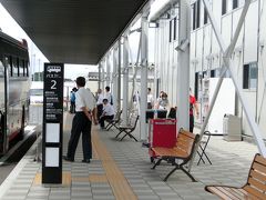 晴れていれば由布岳なんか見えちゃう絶景ルートなのですが、
残念なことに九州地方は未だ梅雨。

定刻で8:45に阿蘇くまもと空港に到着しました。
くまもんいるかな～。
って、あれ？？あの熊本城を思わせる黒い外観は？！
建て替え工事のためプレハブだったようです。ぬぬ･･

いきなり残念でしたが、ともかく娘30県目は熊本県。
ここから高千穂に行ってしまうので観光はしていませんが、自分の足で大地を踏んだらカウントするということにしています。