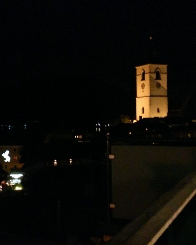 湯上りにテラスへ出ると<br />闇の中に教会と白馬亭の白馬が見えます。<br /><br />明日はシャーフベルク登山鉄道の後に<br />ハルシュタットへ行く予定です。