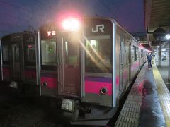 秋田駅には，18時19分着。ここでの乗換時間は1時間ちょいああります。

ですので，秋田駅西口を出たところにある，西武系のスーパーへ行き弁当を買って待合室で食べます。秋田駅の待合室は綺麗で，テーブルがある席もあり使いやすいです。

次に乗る車両は，19時25分発の青森行で，再びJR東日本701系です。
周りは，かなり暗くなっています。
私が下りる新青森まで，２時間46分の長い乗車時間になります。

新青森駅では，ネットカフェに１泊し，翌日の７月23日（木）は，一日青森市内を観光し，深夜26時発の青函フェリーに乗ります。