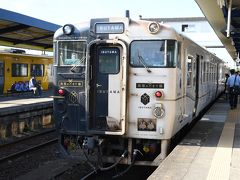 鹿児島中央からの列車がそのまま折り返しになります。

車内清掃が終わるまで少し待ちます。

この半分半分のカラーリングなかなかおもしろいですよね。