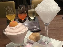 2020.08.11　東京・銀座　【　ザ・チョーヤ 銀座BAR　】
かき氷「梅づくしかき氷」
種類の＜2特製氷＞右から
①　シュワシャリ！ソーダ氷…人気No.1カクテルのThe CHOYAソニックに使用するトニックソーダを凍らせた、ちょっぴりビターで柑橘系の香りの詰まった甘酸っぱさが特徴

②　スイート！梅ミルク氷…ミルクに至極の梅シロップと練乳をブレンドし凍らせた、濃厚な甘みとフルーティーな梅の香りが特徴。生クリームエスプーマとフローズン完熟南高梅をトッピング