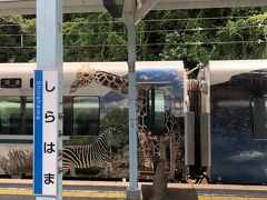 白浜駅停車時に見たラッピング車両。ファミリー組には、やはりうれしい車両ですね。