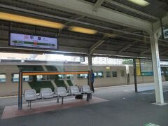 平塚駅であとから来た特急踊り子１３号の通過待ち。
引退まで秒読みに入った１８５系電車です