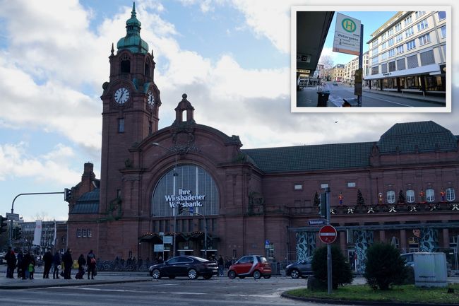 以前泊まったホテルは、コッホブルンネンからほど近い、3つのユリを意味”ドライ・リリエン（Drei Lilien）”。<br /><br />ホテル最寄りの停留所も覚えていました。<br />その停留所から、クアハウス前を通る8番のバスに乗って、ヴィースバーデン駅に戻ってきました。<br /><br />駅前に、マインツ行きのバスが停まっているのを見て決心。<br />バスは大聖堂の近くを通るに違いない。<br />再びマインツのクリスマス・マーケットを目指すことにしました。