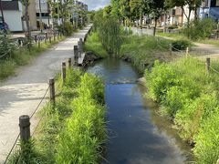 お花茶屋駅まで来た所でフラフラになってコンビニにin。
冷たい水で少し生き返ってここから北へ。
曳舟川親水公園沿いを北へ向かいます。
ここは亀有から四ツ木まで伸びる当時の葛西用水を模した全長3kmに渡る公園です。
所々に休憩する所があり水辺の雰囲気も良い感じです。
水辺で遊べる所もあるのでこの季節には良いですね。
