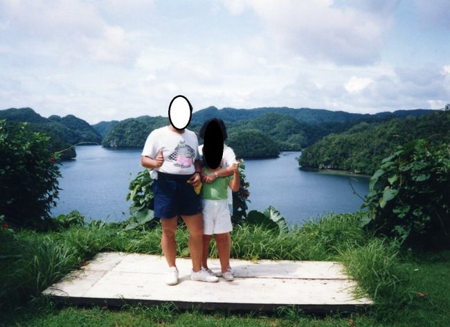 日航パラオの庭。向こうは岩山湾。