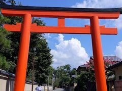 別邸のあとは下鴨神社へ。鳥居と入道雲。