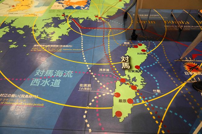 床面には、古代から近代にかけての海上交通ルートが図示されています。<br />ガイドさんの説明は、とても分かりやすかったです。