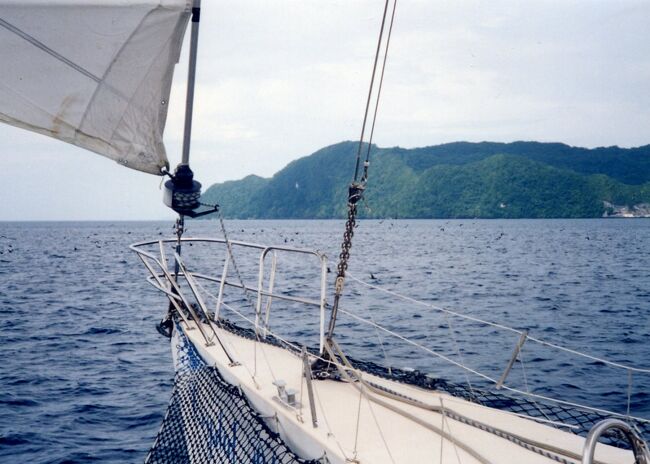 ロックアイランドに向けて航行中。鳥山が見えます。