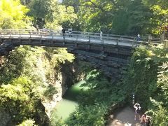 猿橋全景です。山梨県大月市猿橋町猿橋にある桂川に架かる刎橋（はねばし）。国の名勝に指定されている。「岩国の錦帯橋」「木曽の棧（かけはし）」と並ぶ「甲斐の猿橋」は、日本三奇橋のひとつ。
一般的には錦帯橋・かずら橋・猿橋と言われていますが、特に定義が有るわけではありません。