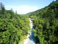 白ひげの滝と逆方向、美瑛川も青い流れが続きます。