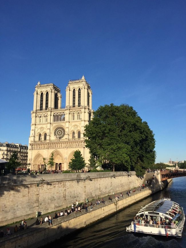 美味しく満たされた後は、<br />夕日があたるノートルダム大聖堂へ。