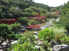 天気が良く、青空に朱塗りの鳥居が映えてとてもきれい。