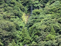 酒田での滞在は9時から11時半の2時間半。
この後は、この日の宿である蔵王温泉へと国道47号線を通って移動となる。

蔵王温泉へと行くには鶴岡まで下って山形自動車道を使う方が運転は楽なのだが、敢えて最上川沿いの47号線沿いを通ったのには理由があり、少しは最上峡の紅葉が始まっていないかと期待したのだが、残念ながら時期が早すぎたらしく、最上川沿いの木々は青々としていた。

しかし紅葉がまだだからだと言って、諦めるのは未だ早い。
この47号沿いにはまだまだ行ってみたいところがあり、その1つが古代の森。

（写真：最上川沿いの白糸の滝；紅葉の時期は景色も凄いが国道47号線の混雑も相当凄いらしい･･･）