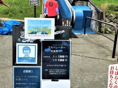 横手山スカイレーター乗り場

08月13日（木）　　09:35

横手山ドライブイン駐車場に到着～～

全長200ｍ、35mほどの高低差を
5分間かけて上り下りと交代で動く

