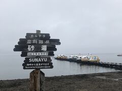 続いて立ち寄ったのは屈斜路湖畔の砂湯です。
この日は広い駐車場もガランとしていて、ガイドさんの話によると先週末はかなり埋まっていたとのこと。
多少なりとも観光業復活の兆しが見られるのは良いことかと思います。