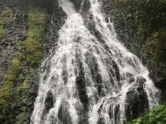 本降りの大雨の中、せっかくの機会なのでオシンコシンの滝も見学しておきましょう。