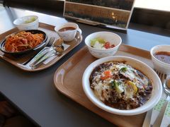 飯森高原駅駅に併設されているレストランで昼食。焼きチーズカレーと鉄板ナポリタン。