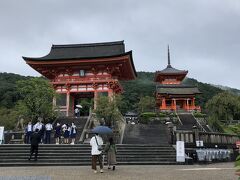 朝食済ませタクシーで来たのは清水寺です。

台風14号は関東辺りにいるはずです。
台風過ぎても京都はまだ小雨が降ってます。