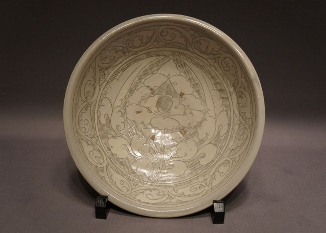 宋時代 耀州窯青磁茶碗 修復 時代品 伝世品焼物 歴史唐物 ウブ品
