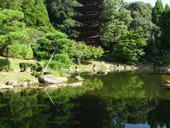 　ホテルから10分(約4km)、昨日来た「瑠璃光寺 五重塔」です。
緑をバックにした池に映る五重塔は、間違いなく日本一の五重塔で、絵になりますね。