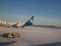 フェアバンクス空港の滑走路は完全に氷。
もう凍結が前提の空港仕様♪
これくらいまで来ると、シアトルの大雪なんてかわいいもんだわ( ´,_ゝ`)ﾌﾟｯ