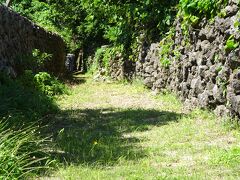 阿伝集落のサンゴの石垣（この辺は昔のまま残されています。幅は馬が通れるほどです。）