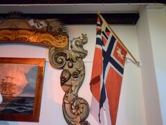 ノルウェー海軍博物館 1905年ノルウェー独立前に利用されていた商船旗。