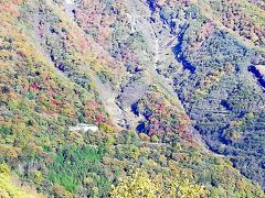 遠くの方に下り専用の第一いろは坂が見えます。
この時間はまだ混んでいないようです。
紅葉もいい具合に色づいていました。
