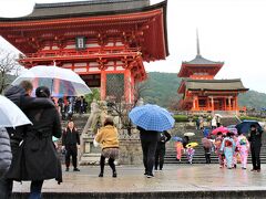 清水寺に着きましたが雨がかなり強く降ってきました。何とも悩ましい。