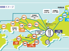 こちらがJR西日本バスが示した、５日間乗り放題パスの利用可能路線（各路線乗車には要予約）。