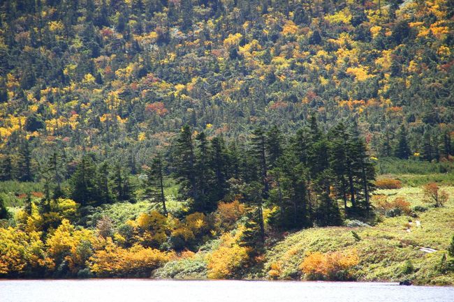 ☆鎌沼周回登山道から望む鎌沼＆東吾妻山（1974m）山麓