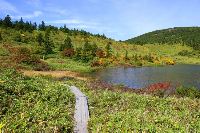 ☆鎌沼周回登山道から望む鎌沼＆前大巓(1911m)