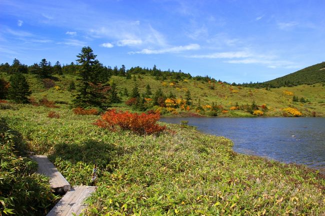 ☆鎌沼周回登山道から望む鎌沼＆前大巓(1911m)