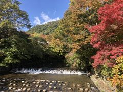 八瀬比叡山口駅近くの河原の紅葉。