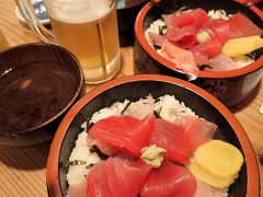 で、２軒目のいろは寿しへ。
ウマウマのマグロ丼。

添えられてるのが、
ガリではなく、タクワン。新しい。

宿に戻って、温泉に浸かり、寝た、
と思います。たぶん。